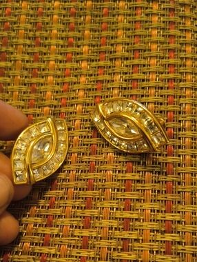 Napier Gold-Tone Marquise Crystal Clip-On Earrings